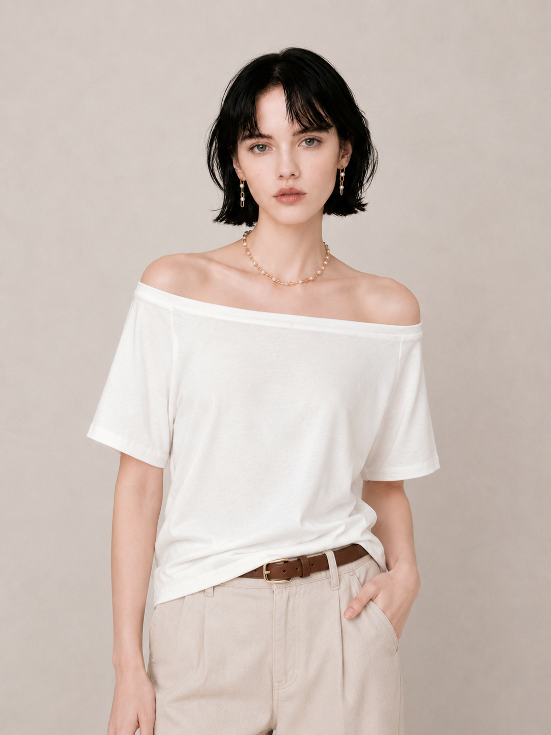 Chic Off-Shoulder Relaxed Fit Top