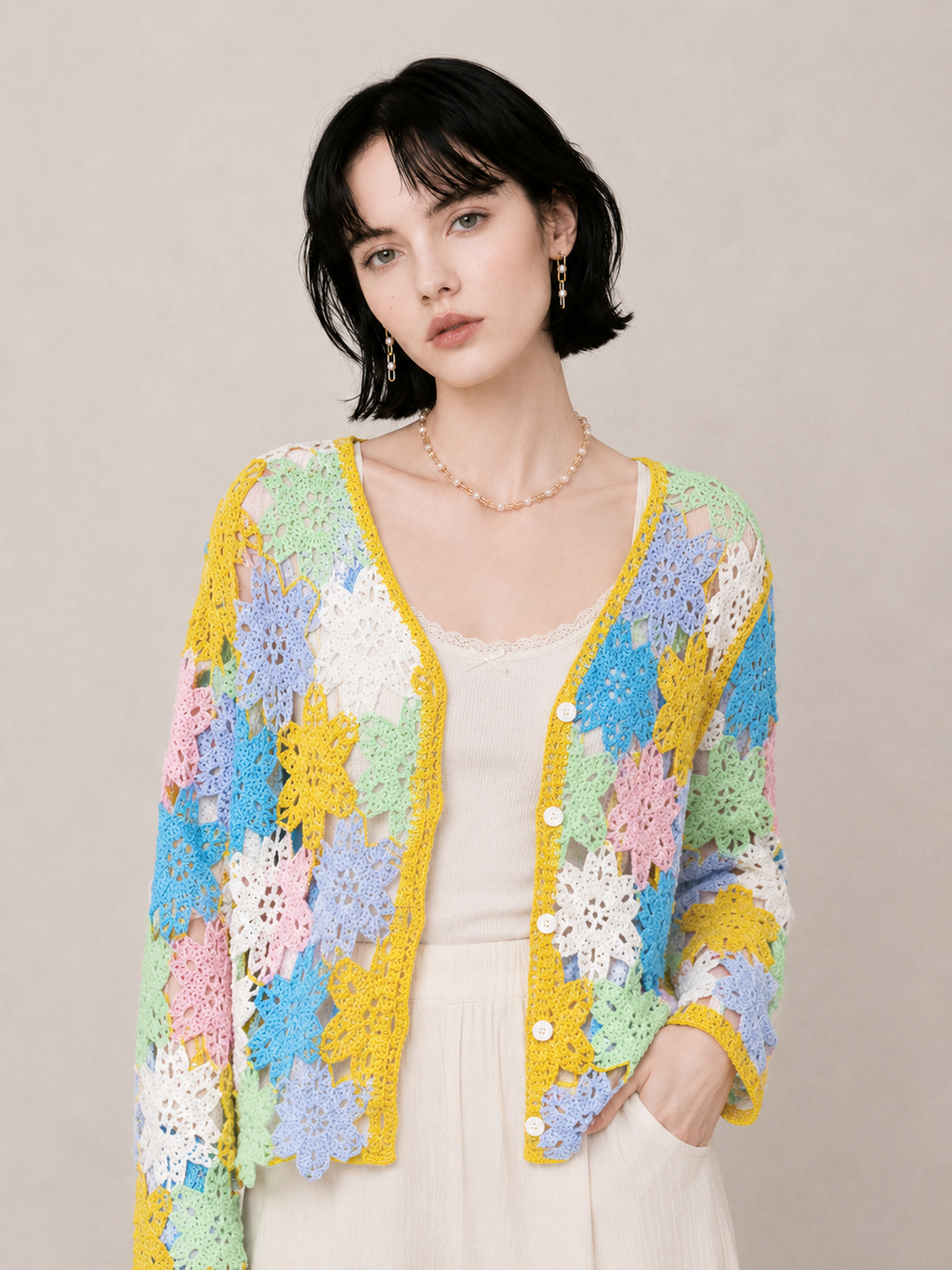 Bohemian Floral Crochet Relaxed Top