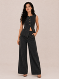 Chic Button-Front Tailored Pants Set