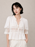 Romantic Lace-Trim Relaxed Blouse