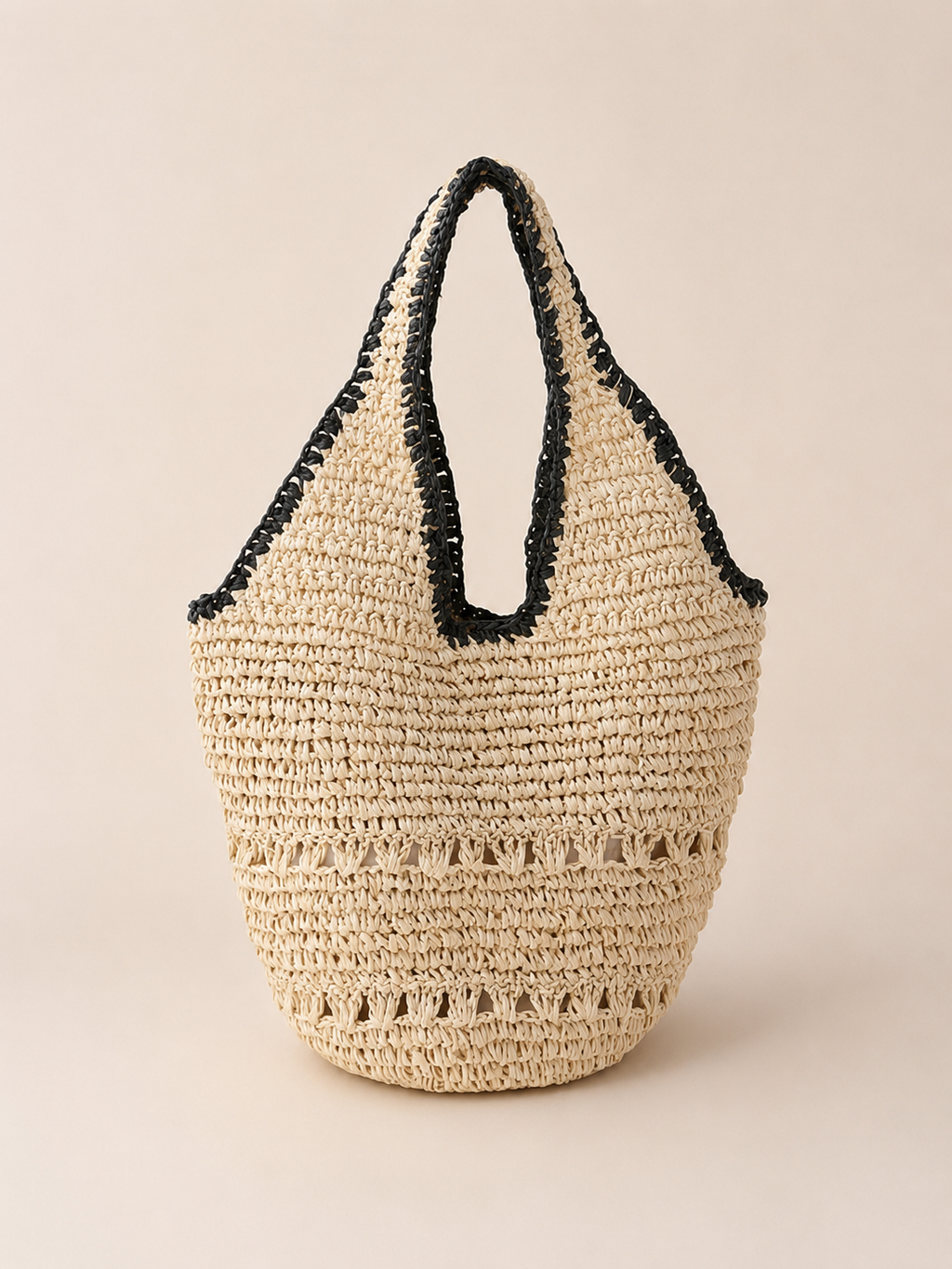 Relaxed Dual Handle Hollow Bucket Bag