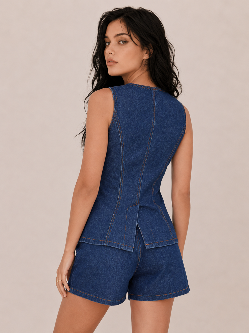 Chic Button Front Tailored Two-Piece Set