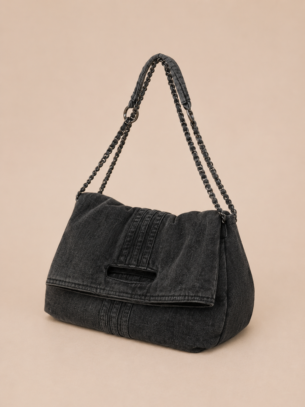 Vintage Chain-Strap Slouchy Shoulder Bag