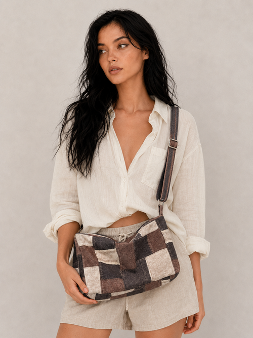 Casual Patchwork Slouchy Shoulder Bag