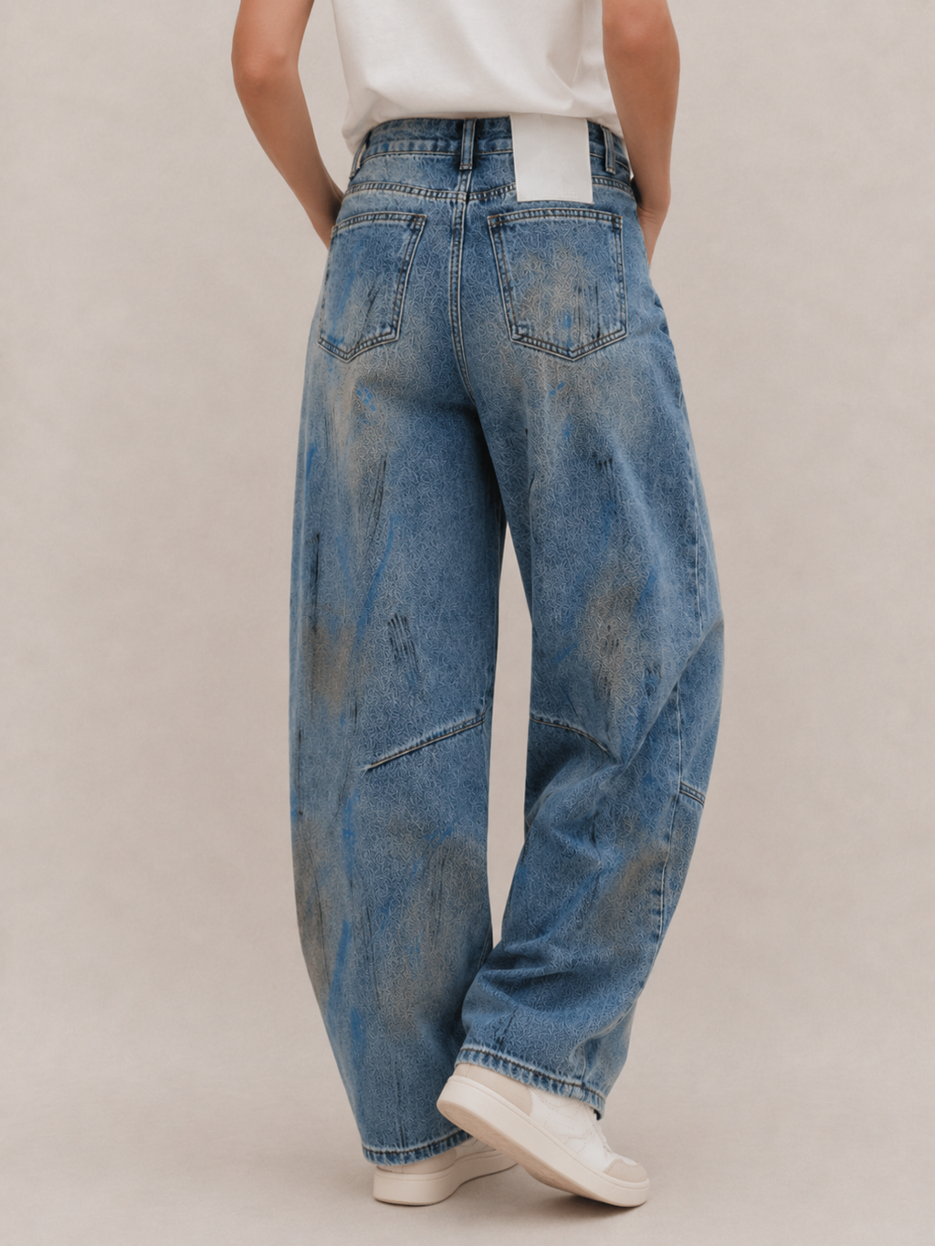 Vintage Metal Accent Baggy Barrel Jeans