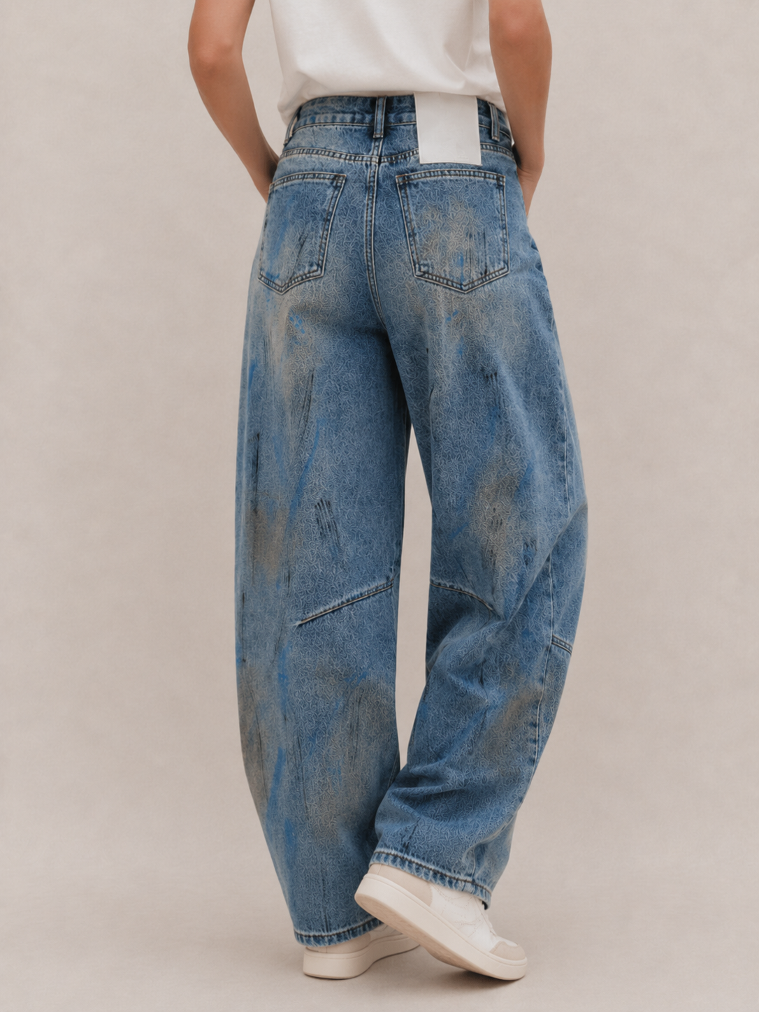 Vintage Metal Accent Baggy Barrel Jeans