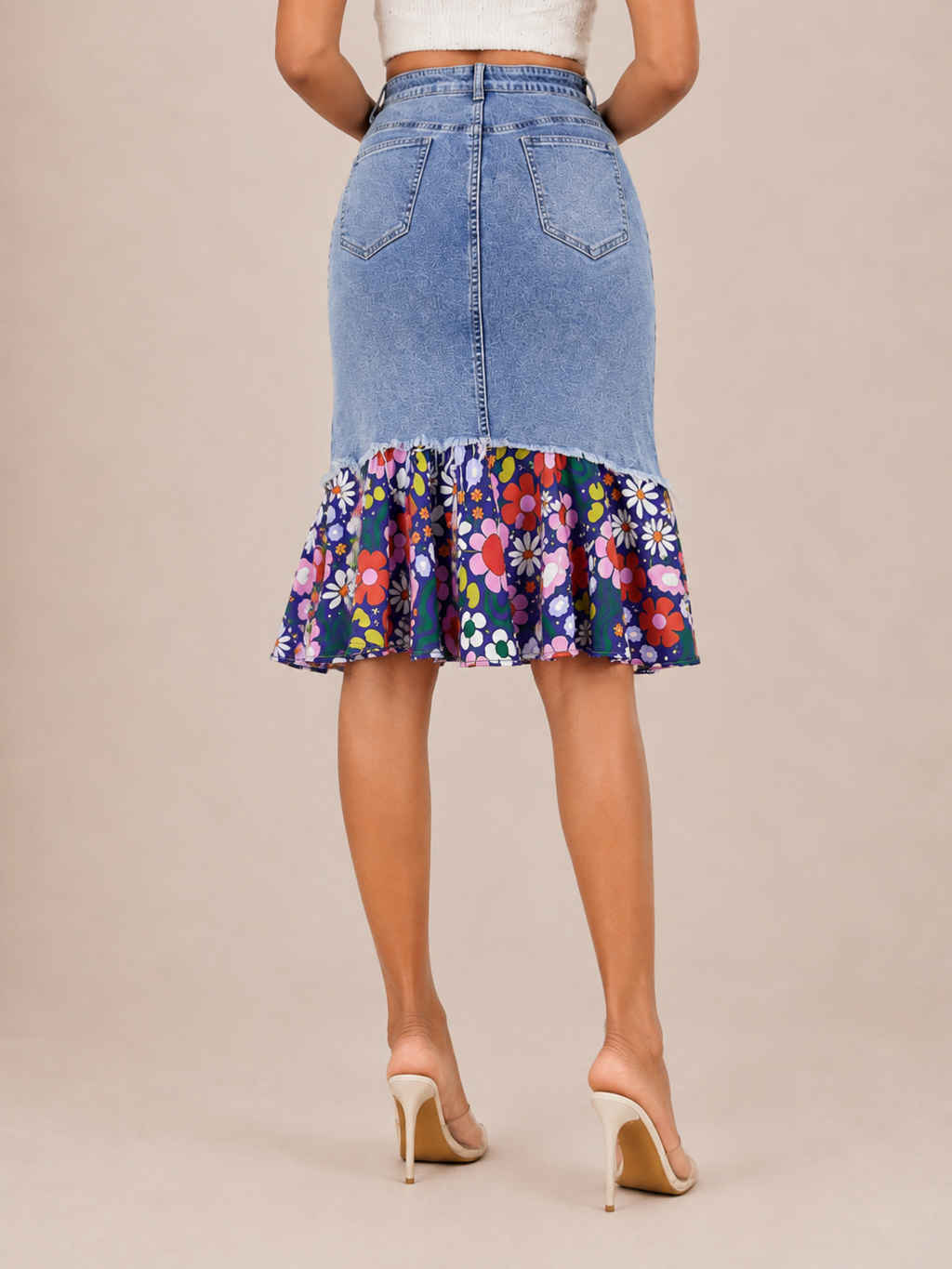 Chic Printed Flounce Mermaid Midi Skirt