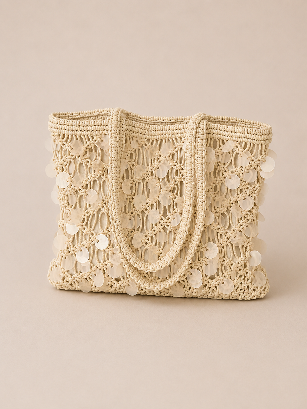 Sequin Straw Woven Crossbody Bag