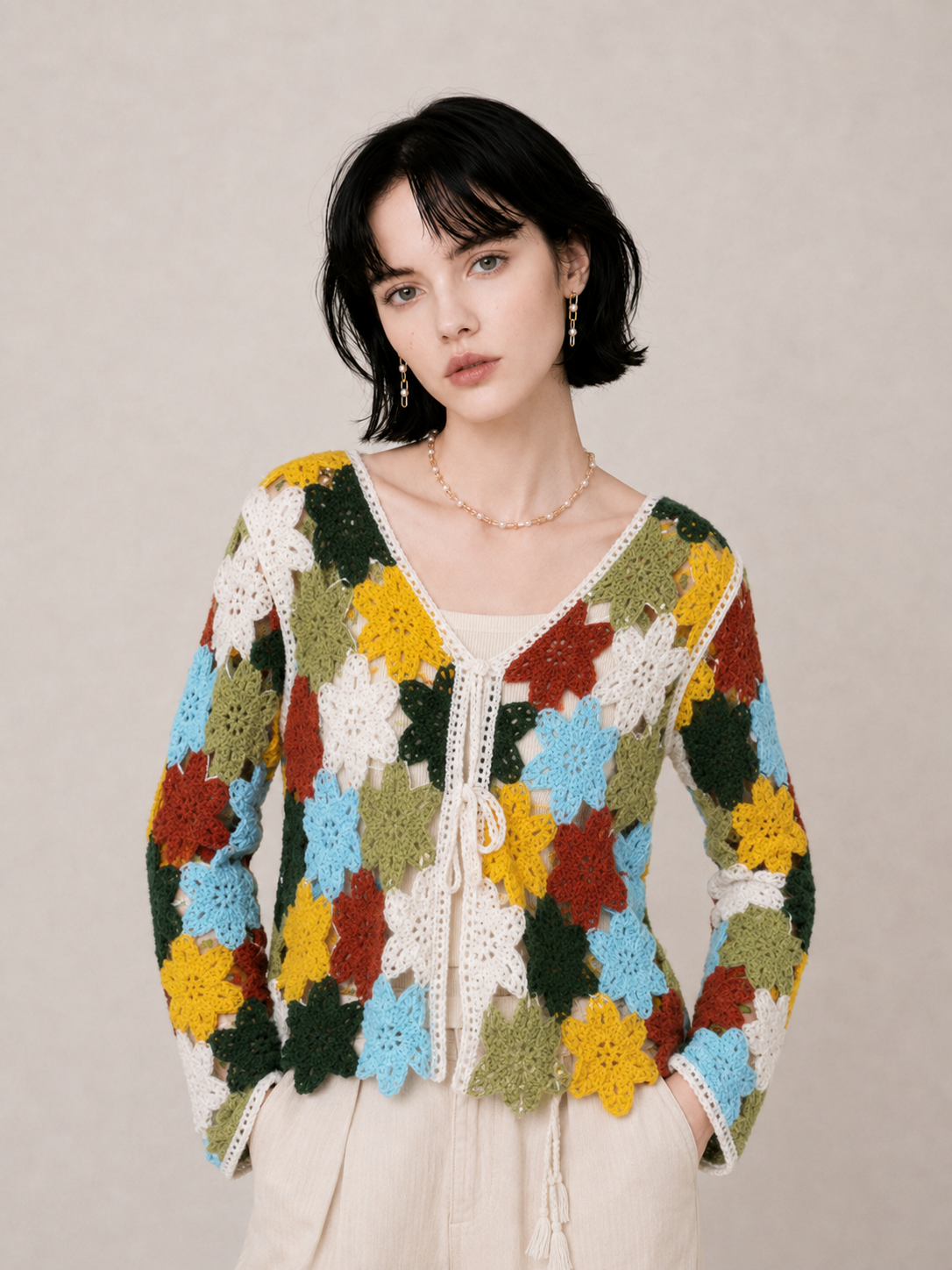 Bohemian Floral Crochet Relaxed Top