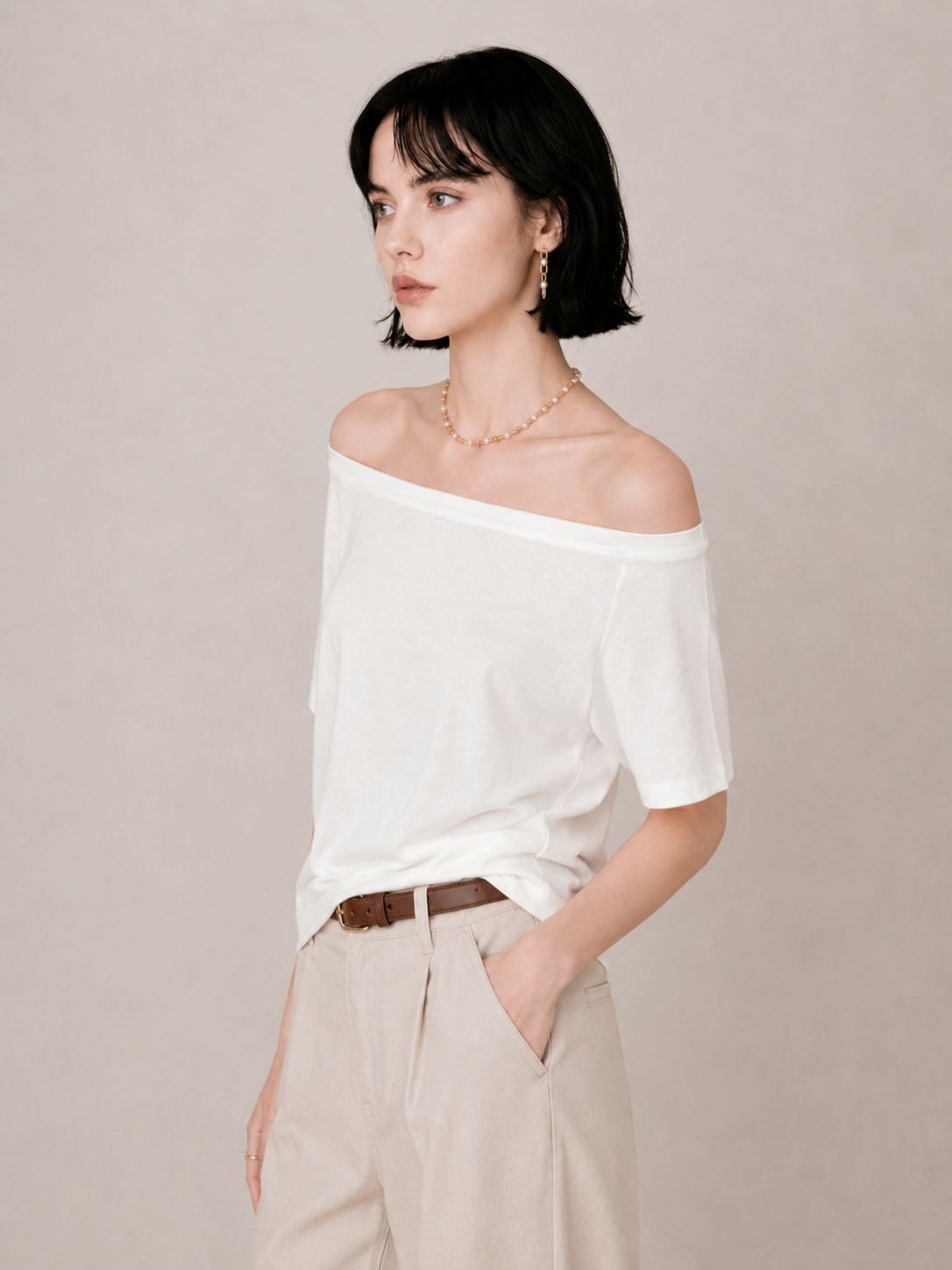 Chic Off-Shoulder Relaxed Fit Top