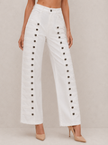 Vintage Button-Tab High-Waist Pants