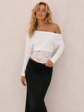 Chic Lace-Panel Relaxed Off-Shoulder Top
