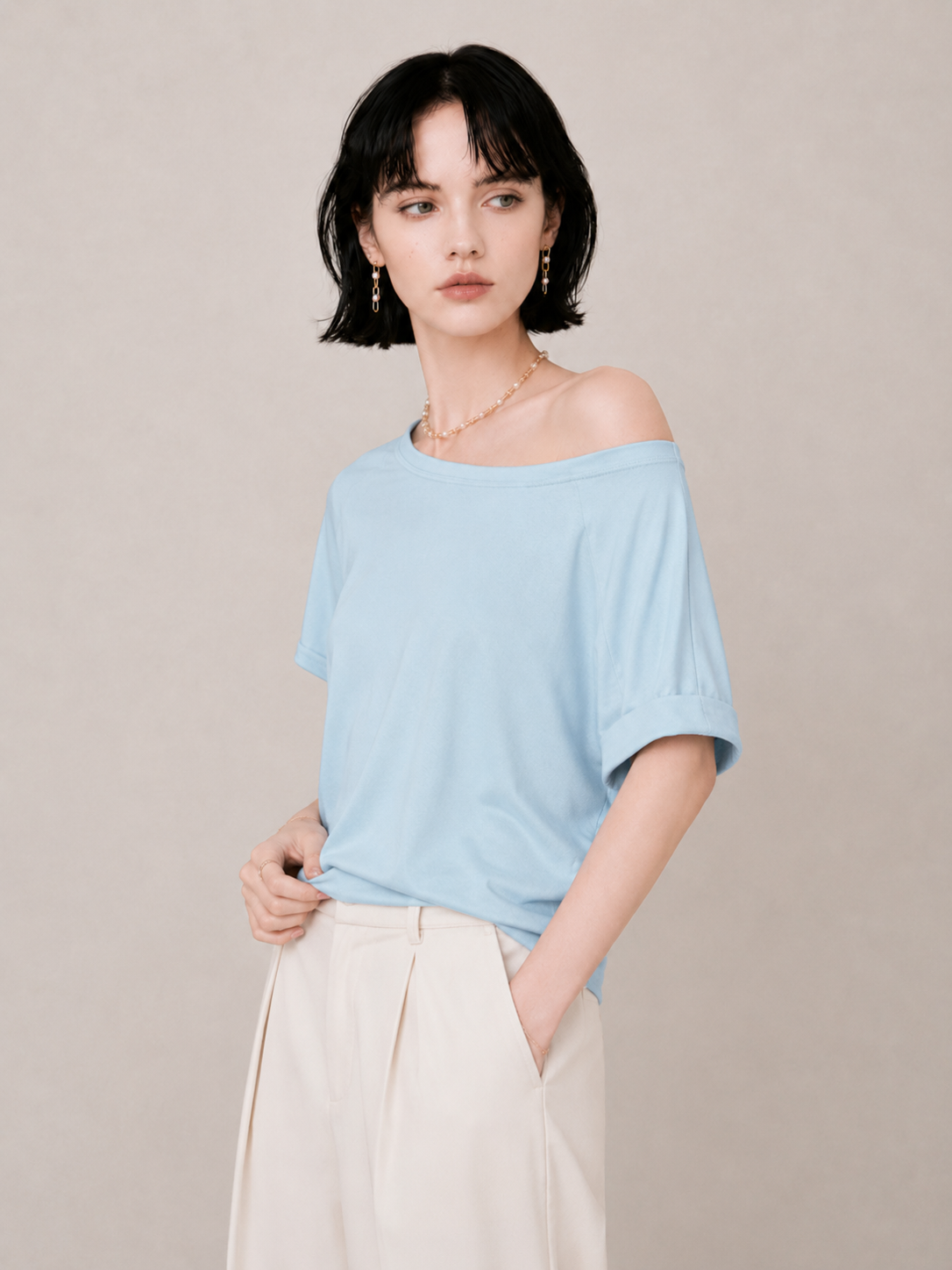 Chic Off-Shoulder Relaxed Fit Top