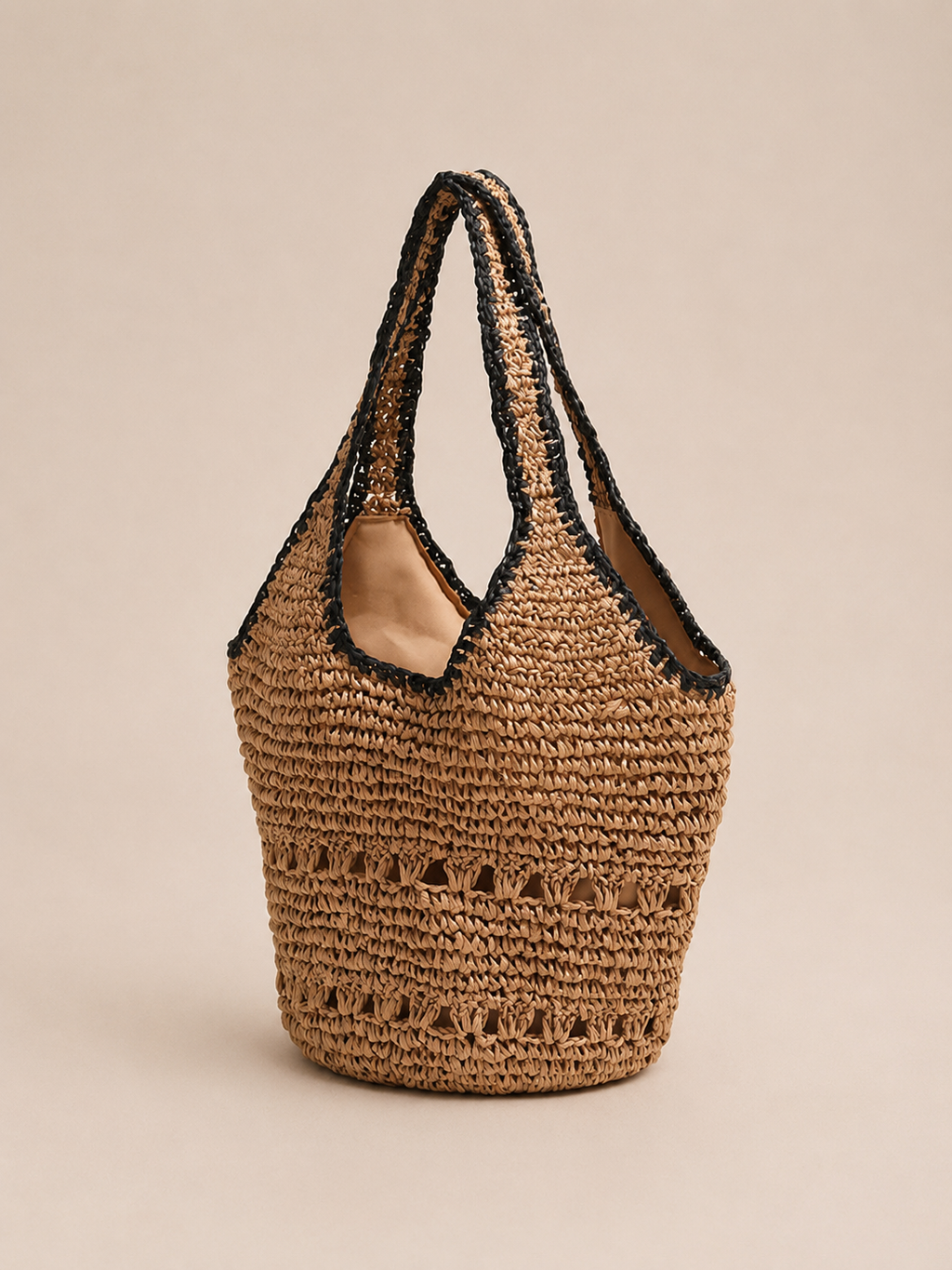 Relaxed Dual Handle Hollow Bucket Bag