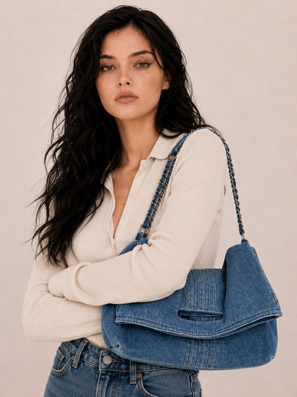 Vintage Chain-Strap Slouchy Shoulder Bag