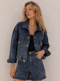 Vintage Leopard‑Print Denim Cropped Jacket